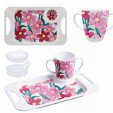 Mug, Lid & Tray Bundle - Pink Floral