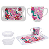 Mug, Lid & Tray Bundle - Pink Floral