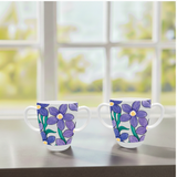 Two Handled Mug - Purple Floral - Pack of 2