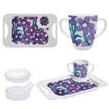 Mug, Lid & Tray Bundle - Purple Floral