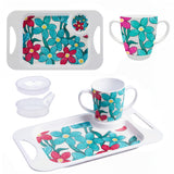 Mug, Lid & Tray Bundle - Teal Cerise Floral