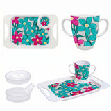 Mug, Lid & Tray Bundle - Teal Cerise Floral